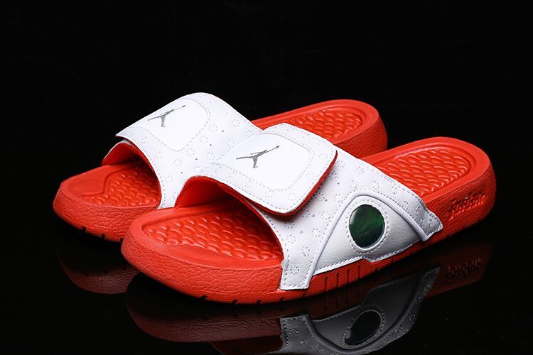 Women Air Jordan Hydro 13 Sandals White Red - Click Image to Close